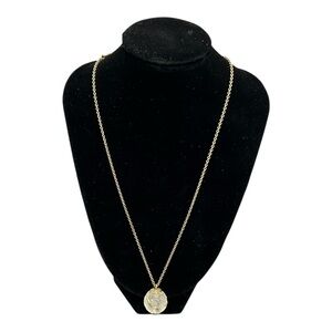 Gold Filled Chain Necklace w Textured Glass Orb Pendant